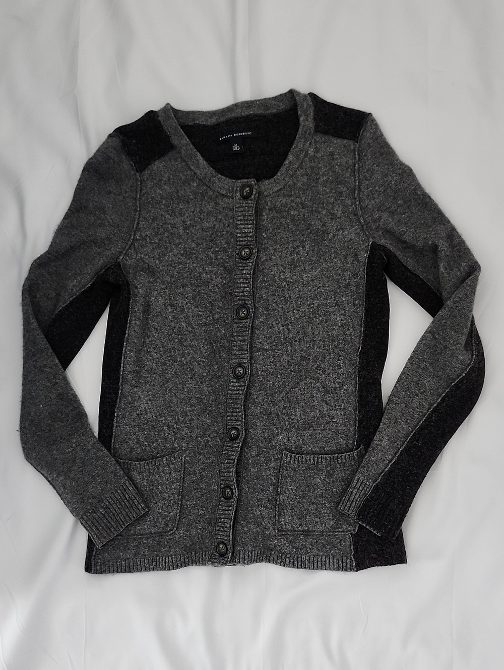 Banana Republic Gray Two-Tone Button Cardigan